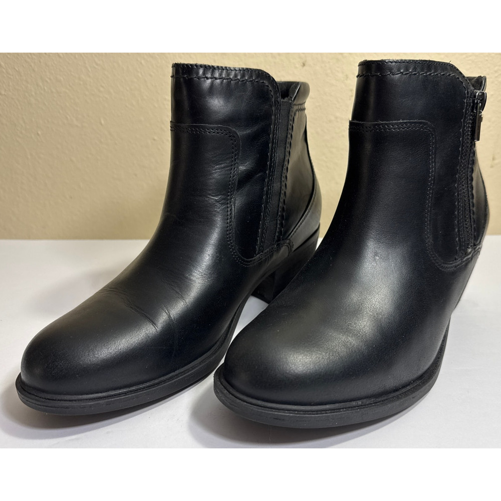 Clarks Women's Neva Zip Waterproof Black Leather Ankle Boot - Size‎ 9